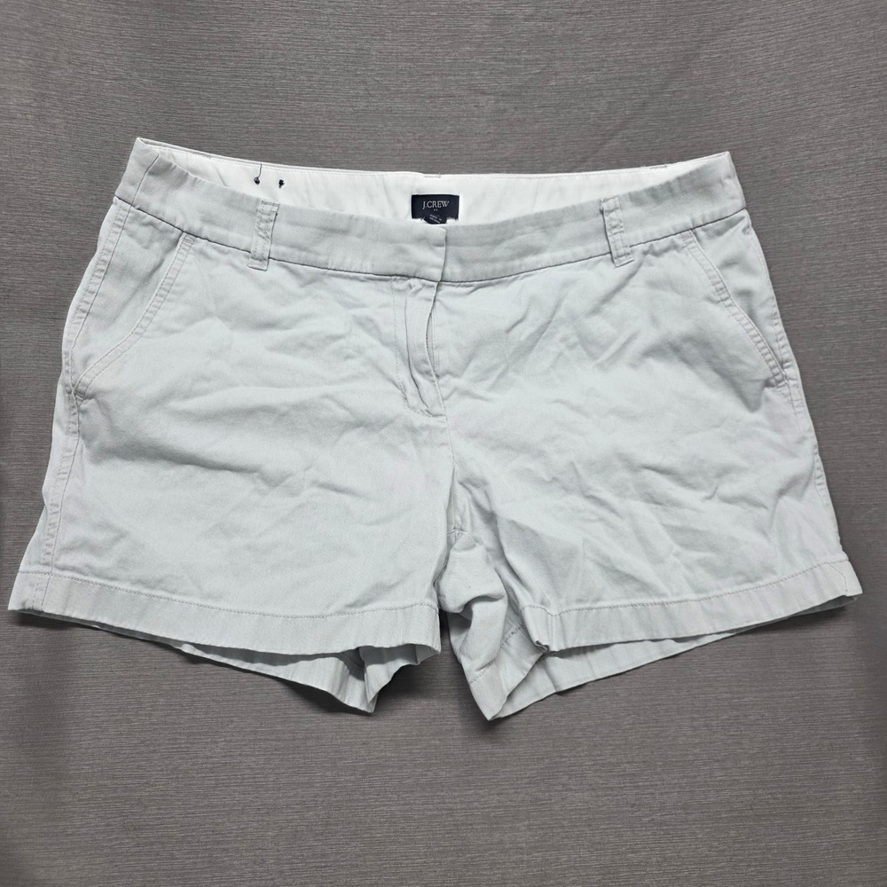 J.Crew Womens Chino Shorts Light Grey Stone Size 12 Cotton Casual Summer 4.5inch